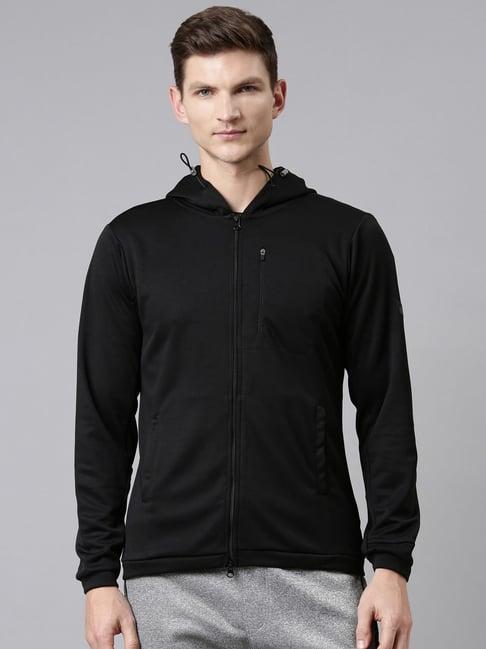proline black regular fit sports hooded jacket