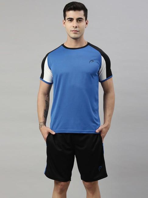 proline blue & black regular fit sports t-shirt & shorts set