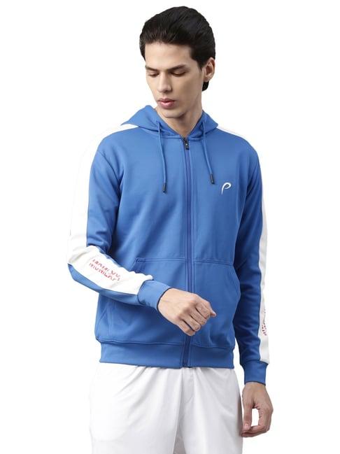 proline blue regular fit colour block hooded sweatshirt