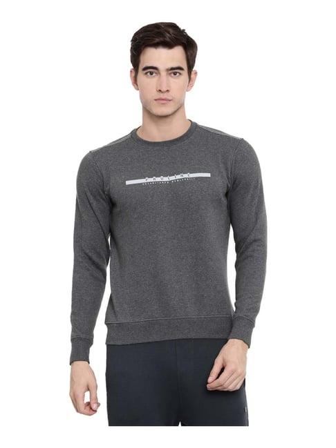 proline dark grey cotton comfort fit heathered sweatshirt