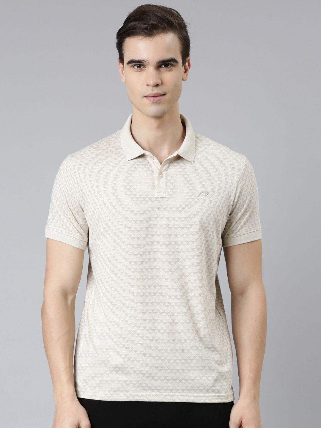 proline geometric printed polo collar cotton t-shirt