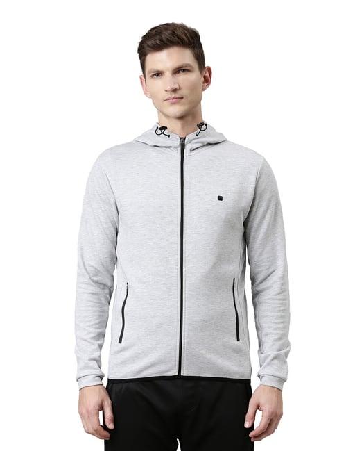 proline grey melange full sleeves hooded sweatshirt