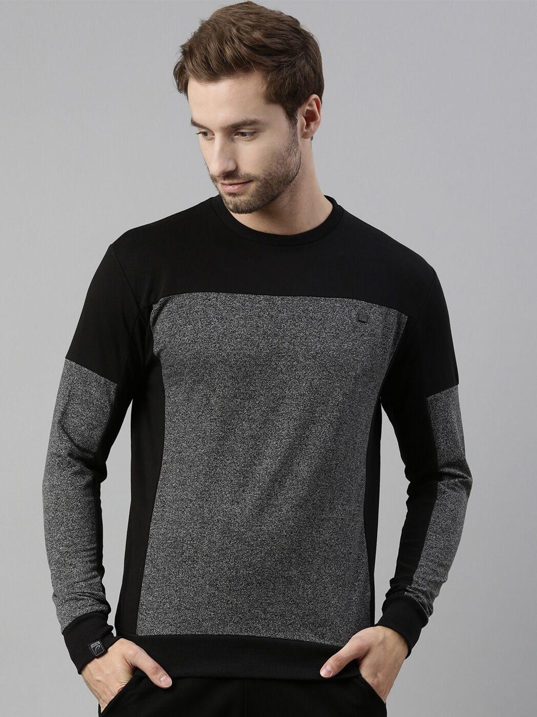proline men black colourblocked sweatshirt