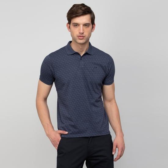 proline men geometric printed polo collar t-shirt