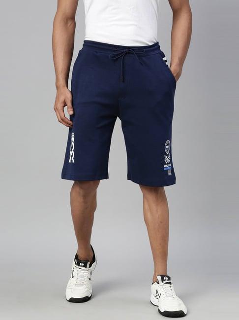 proline navy cotton comfort fit printed shorts