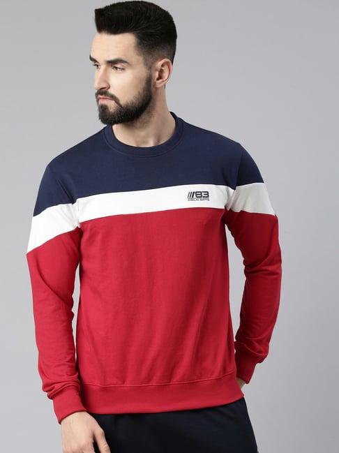 proline red & blue full sleeves round neck sweatshirt