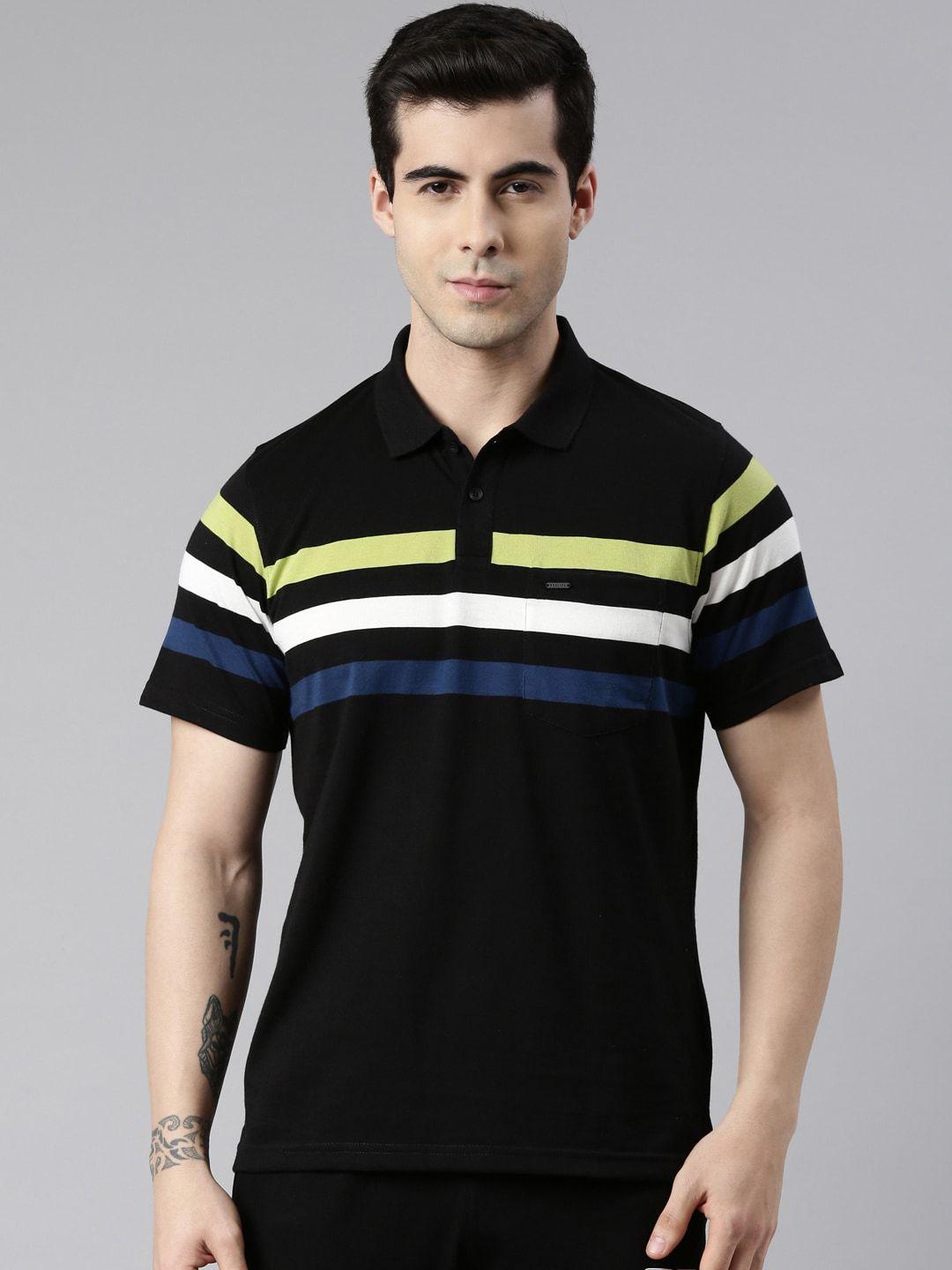 proline striped polo collar cotton t-shirt