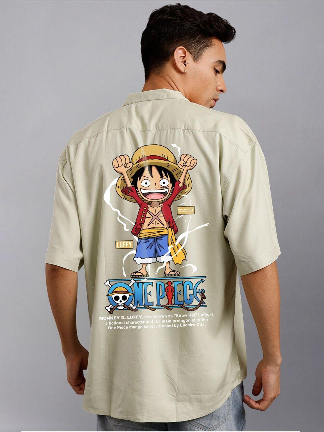 pronk luffy one piece printed relaxed oversized casual shirt