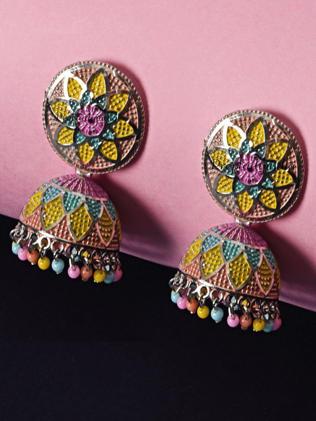 proplady copper-toned dome shaped jhumkas earrings
