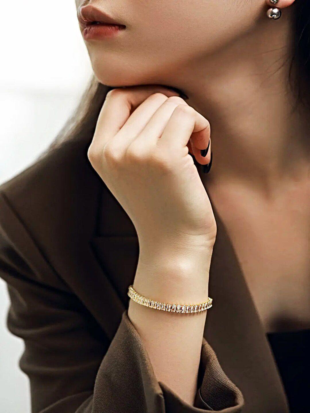 proplady women german silver american diamond rose gold-plated wraparound bracelet