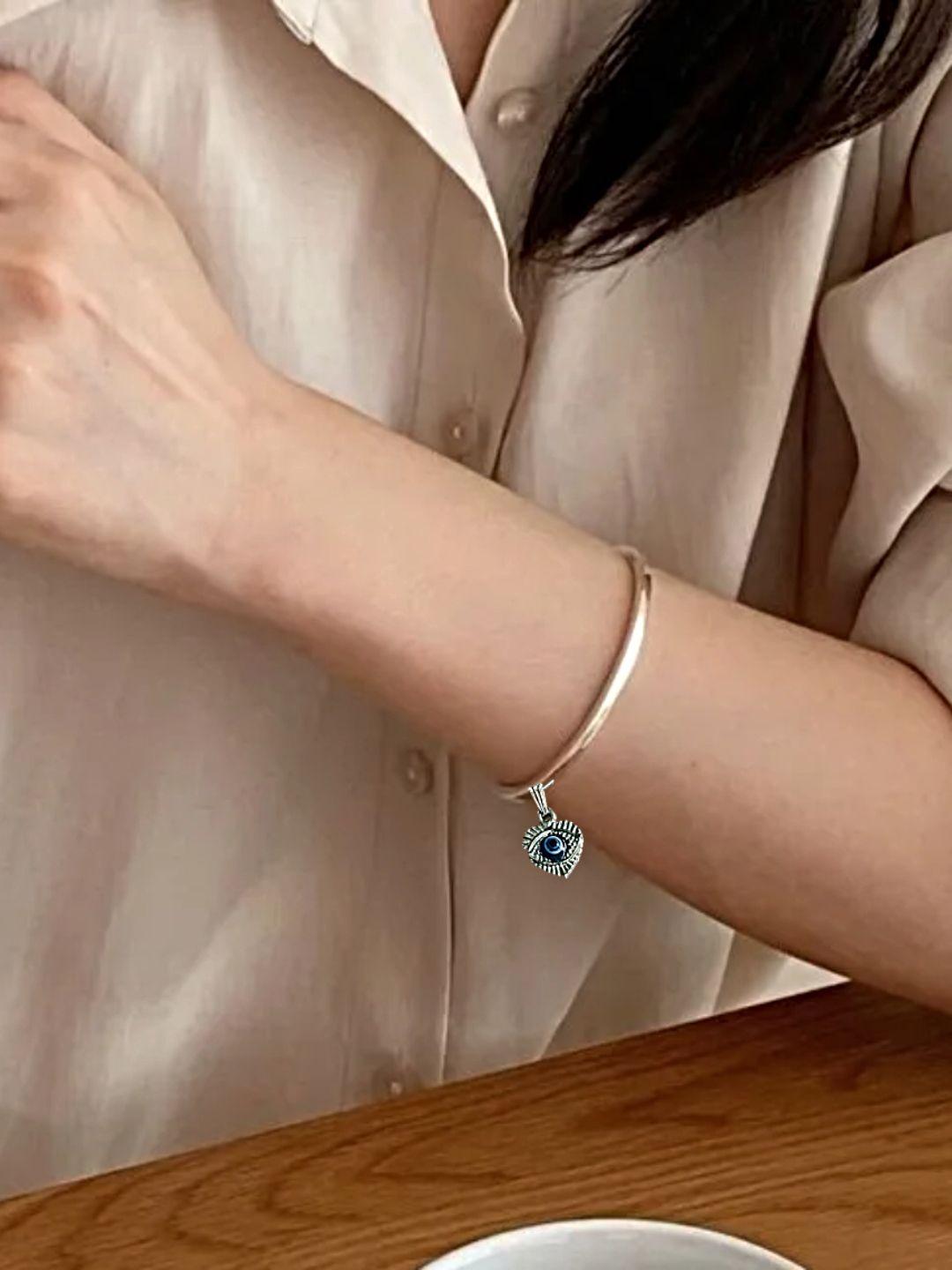 proplady women silver-plated german silver onyx cuff bracelet