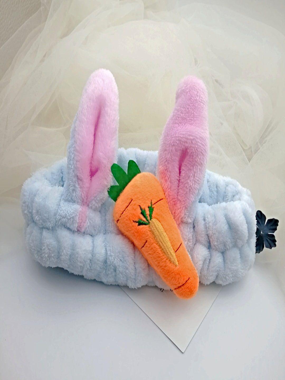 proplady blue girls stylish ultra soft fur bunny ears carrot head band