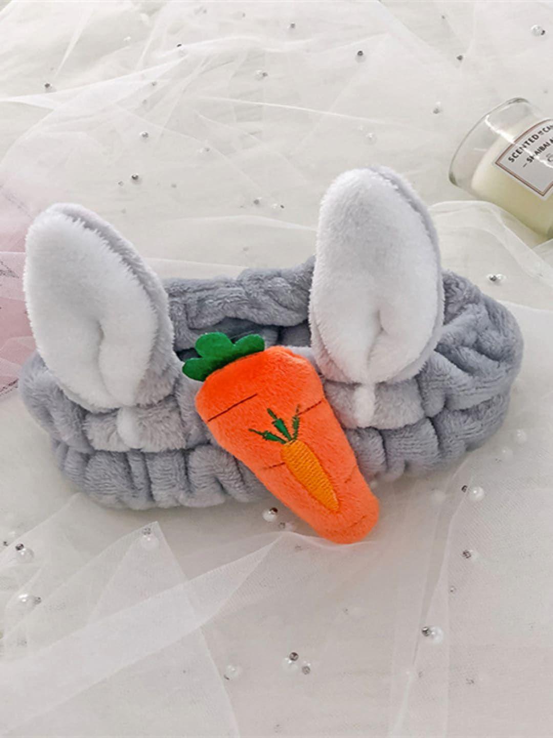 proplady girls grey stylish ultra soft fur bunny ears carrot head band
