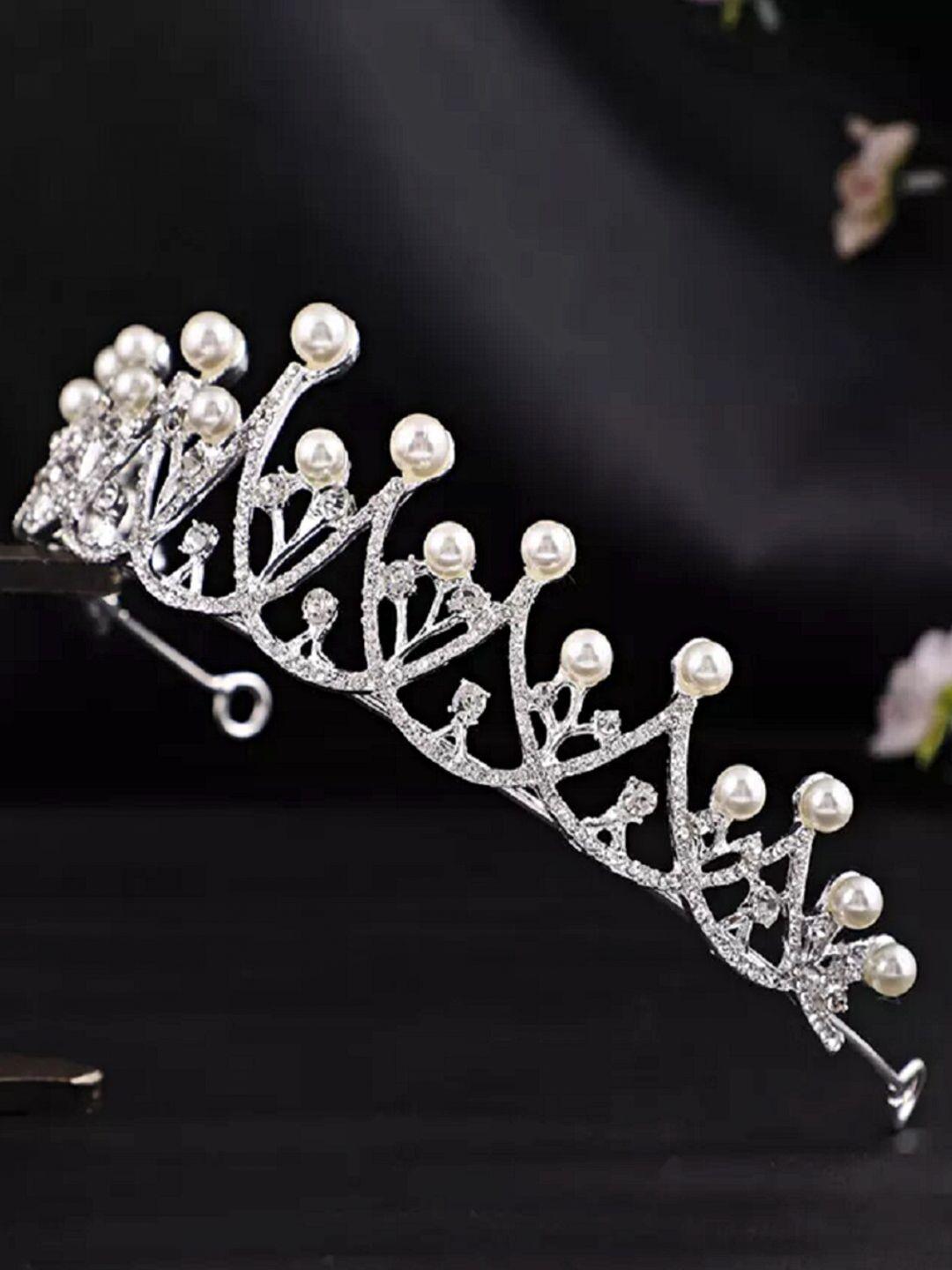 proplady girls silver-toned embellished tiara