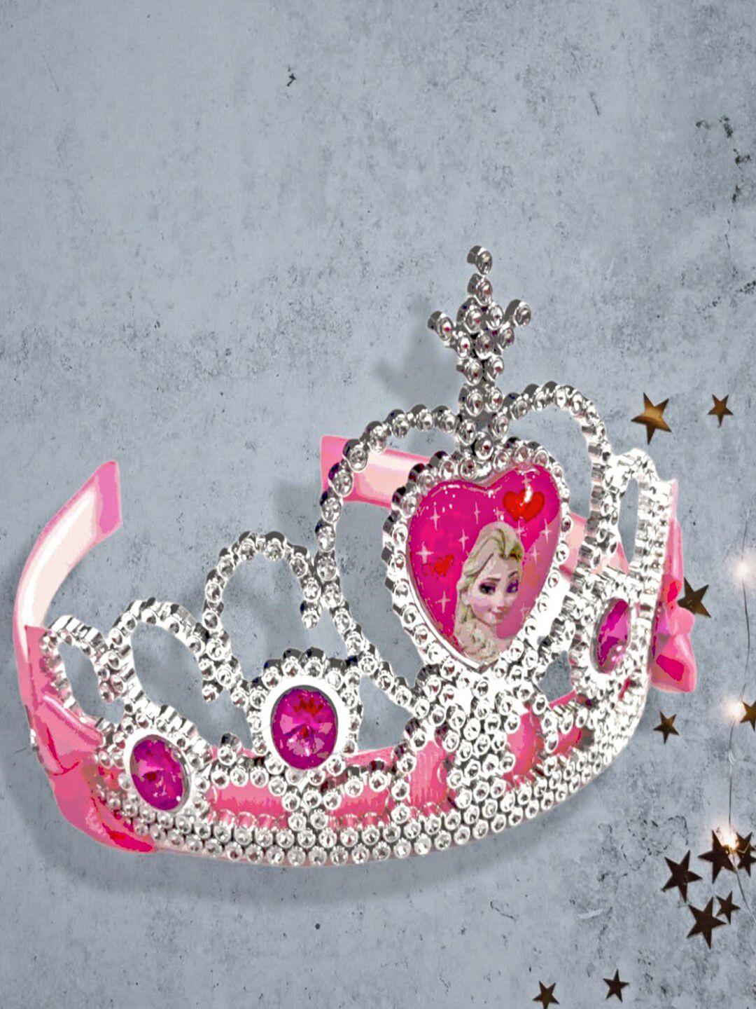 proplady unisex kids pink & white embellished tiara