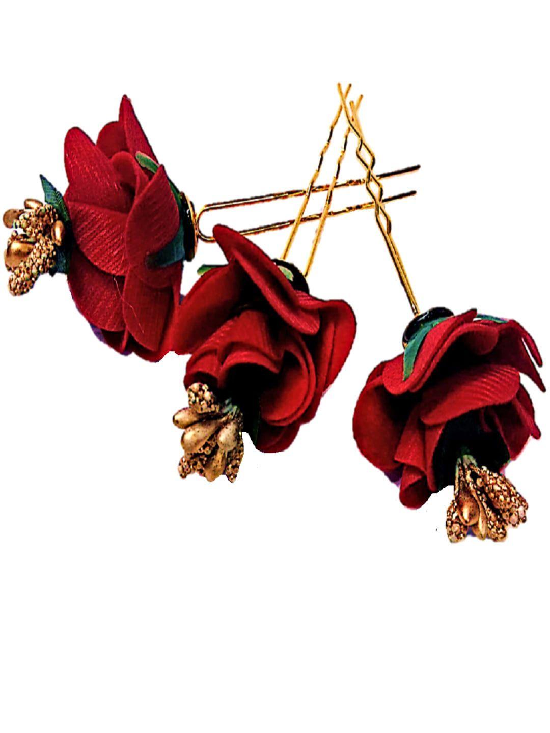 proplady women set of 3 roses embellished u pins