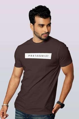 protagonist round neck mens t-shirt - brown