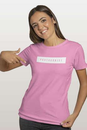 protagonist round neck womens t-shirt - baby pink