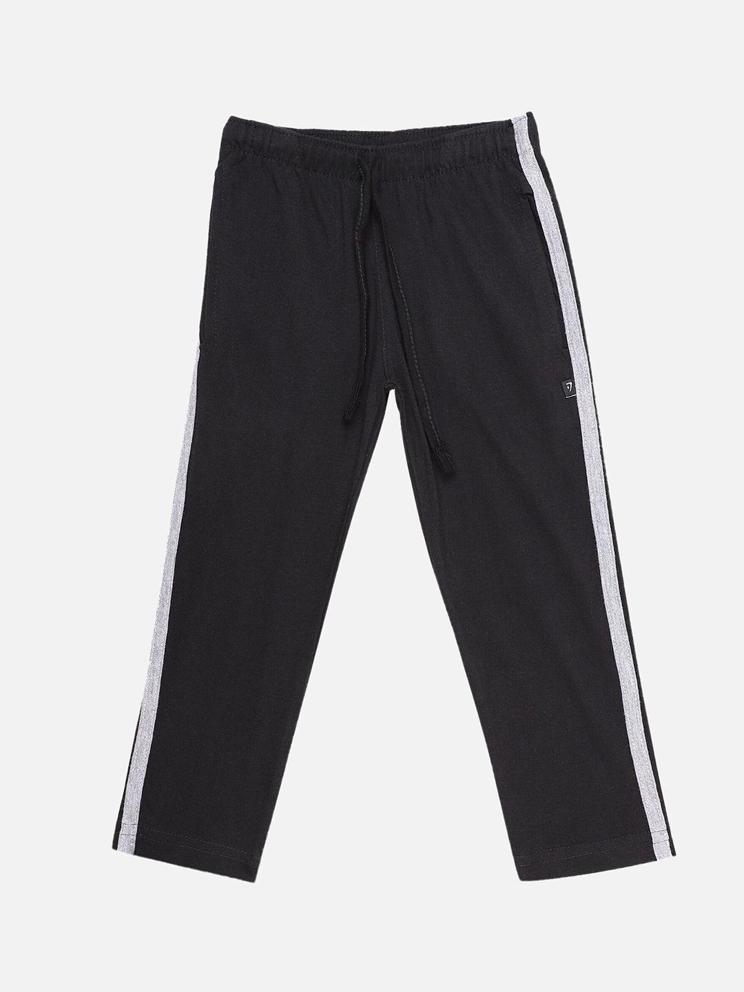 proteens boys black solid straight-fit cotton track pants