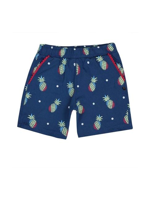 proteens kids blue cotton printed shorts