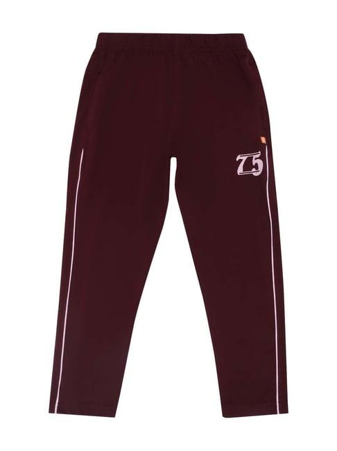 proteens kids brown cotton printed trackpants