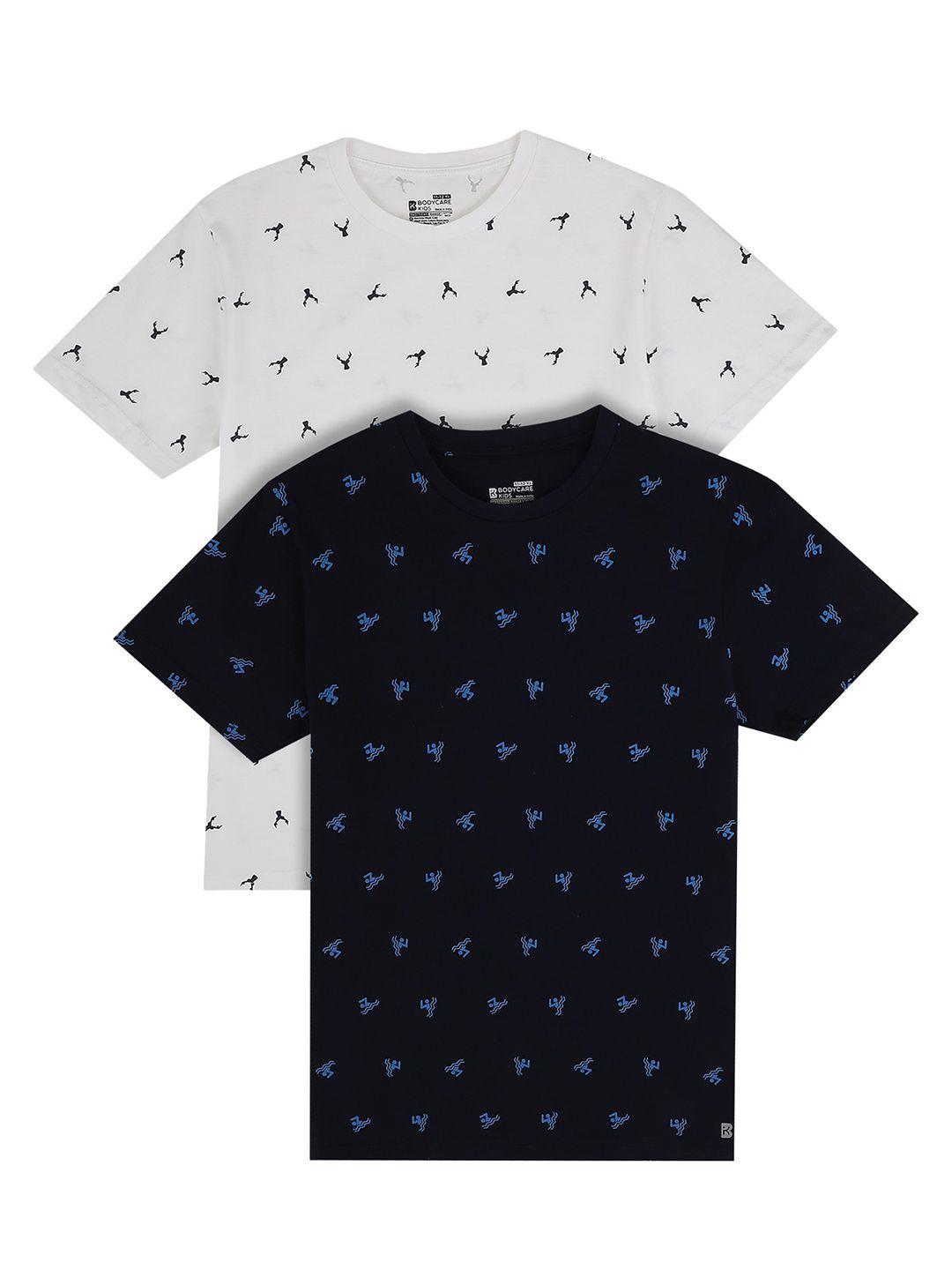 proteens boys pack of 2 navy blue & white printed t-shirt