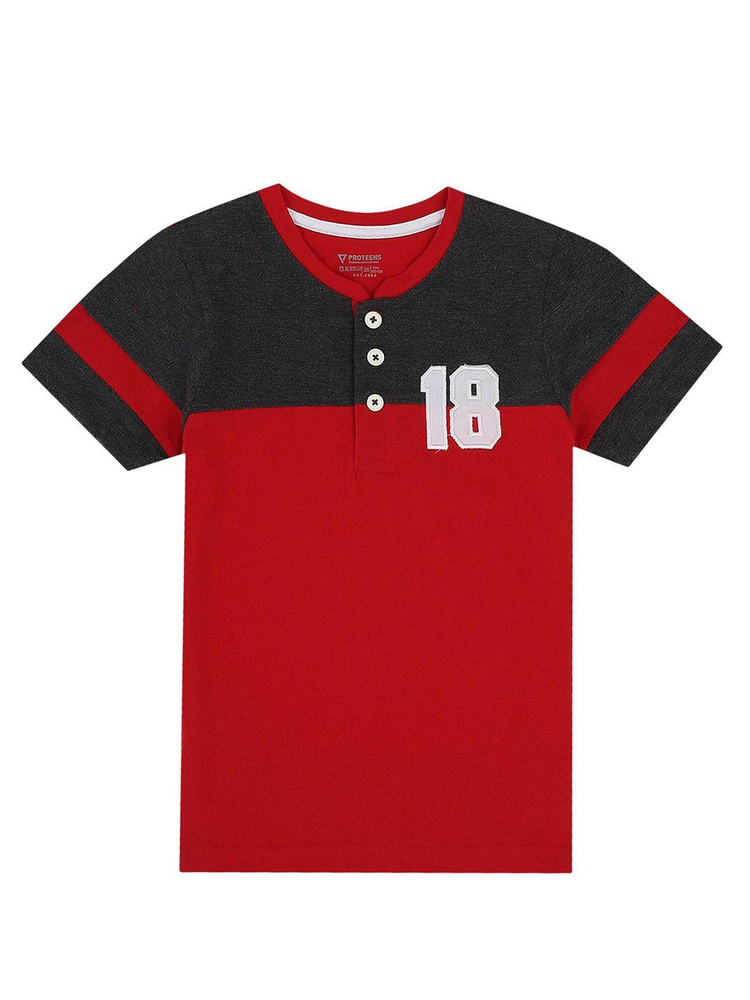 proteens boys red & black colourblocked t-shirt