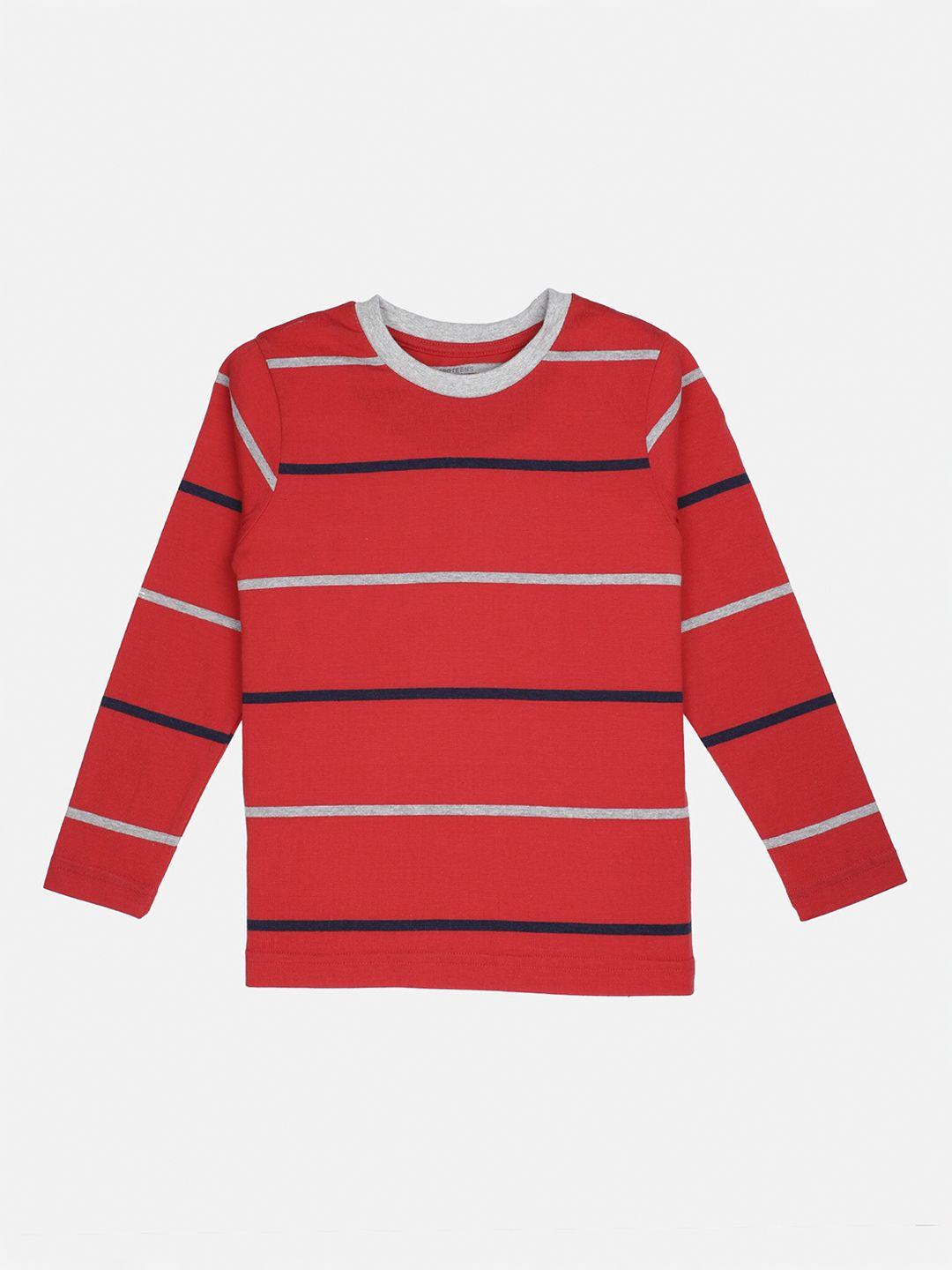 proteens boys red striped round neck t-shirt