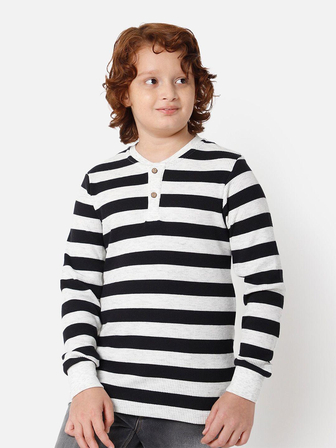 proteens boys white & black striped henley neck t-shirt