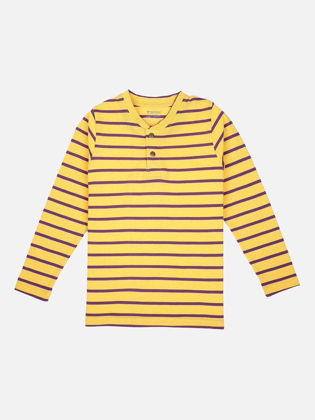 proteens boys yellow striped henley neck t-shirt