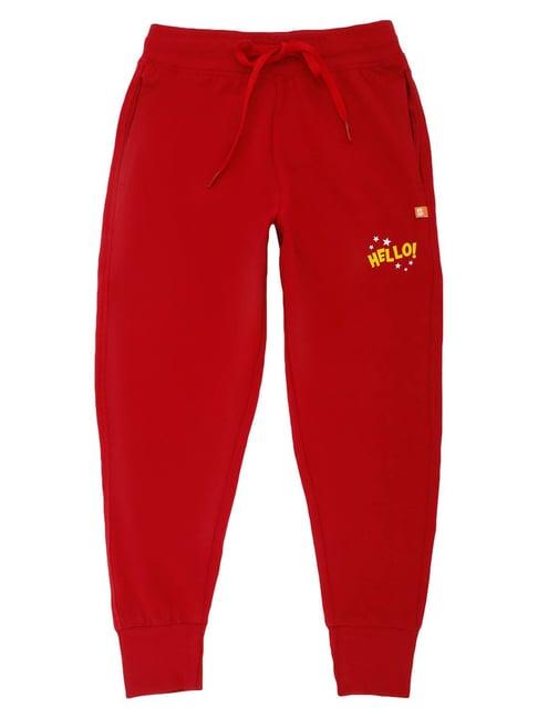 proteens kids red solid trackpants