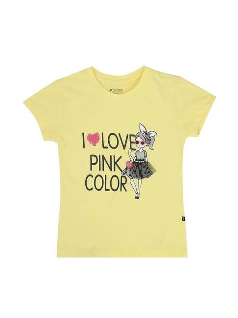 proteens kids yellow cotton printed t-shirt