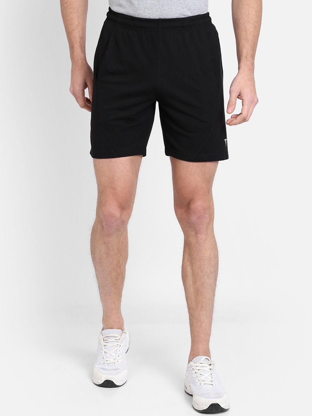 proteens men black solid regular fit sports shorts
