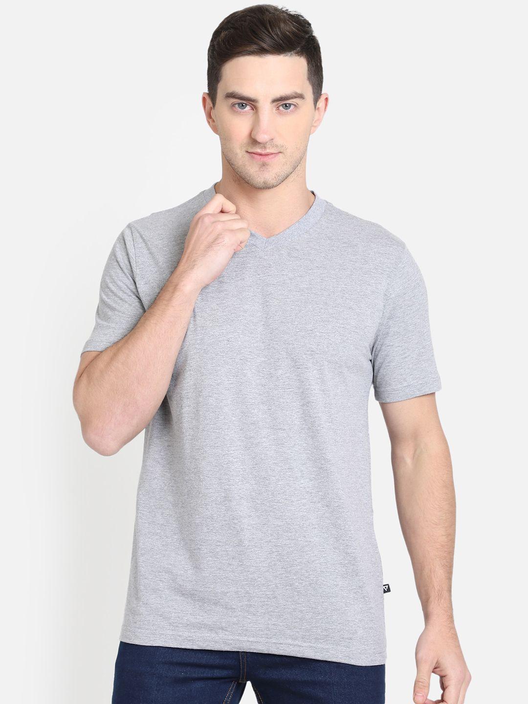 proteens men grey solid v-neck t-shirt