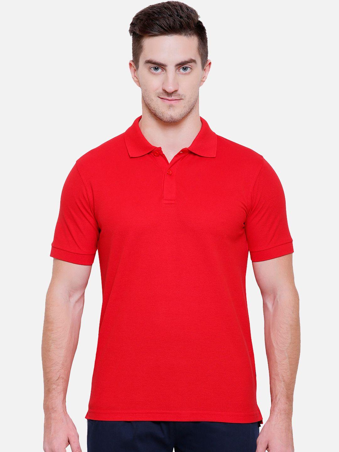 proteens men red solid polo collar t-shirt