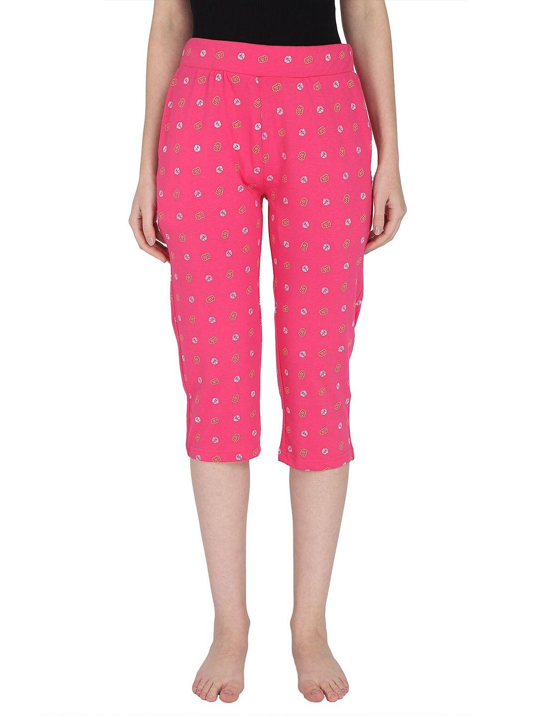 proteens women fuchsia & white printed capris