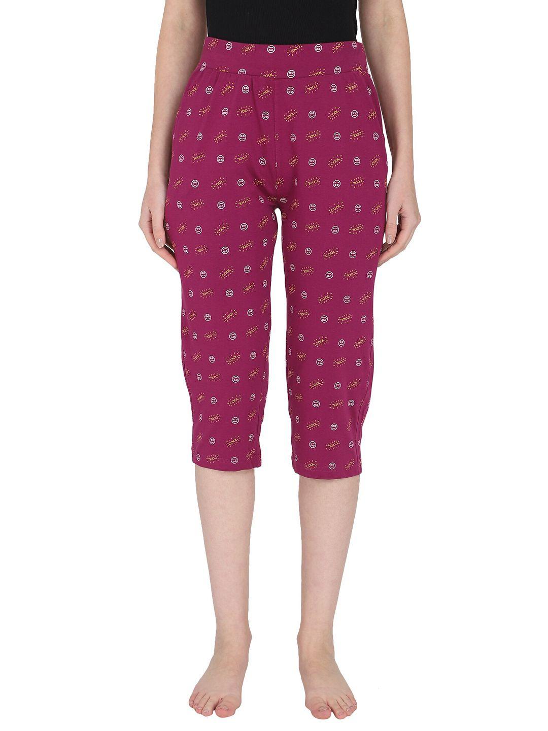 proteens women maroon & white printed capris