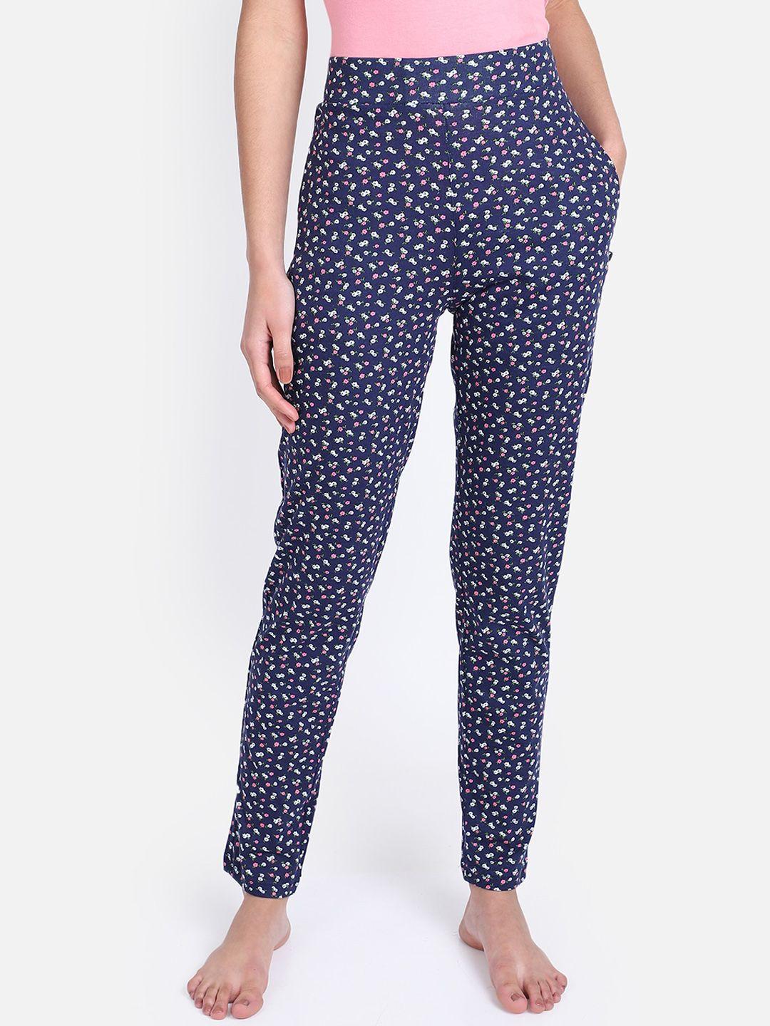 proteens women navy blue printed lounge pants