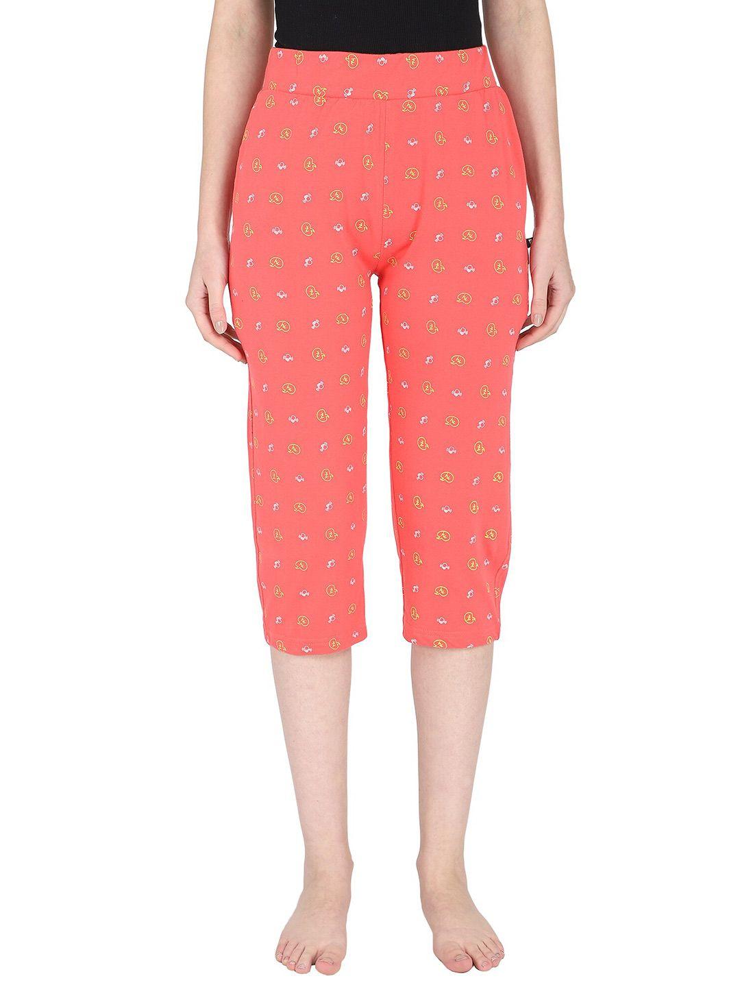 proteens women pink & white printed capris