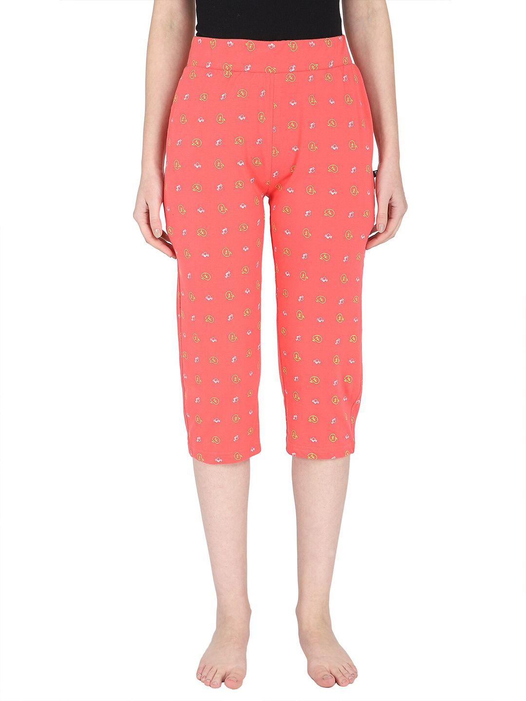 proteens women pink & white printed capris