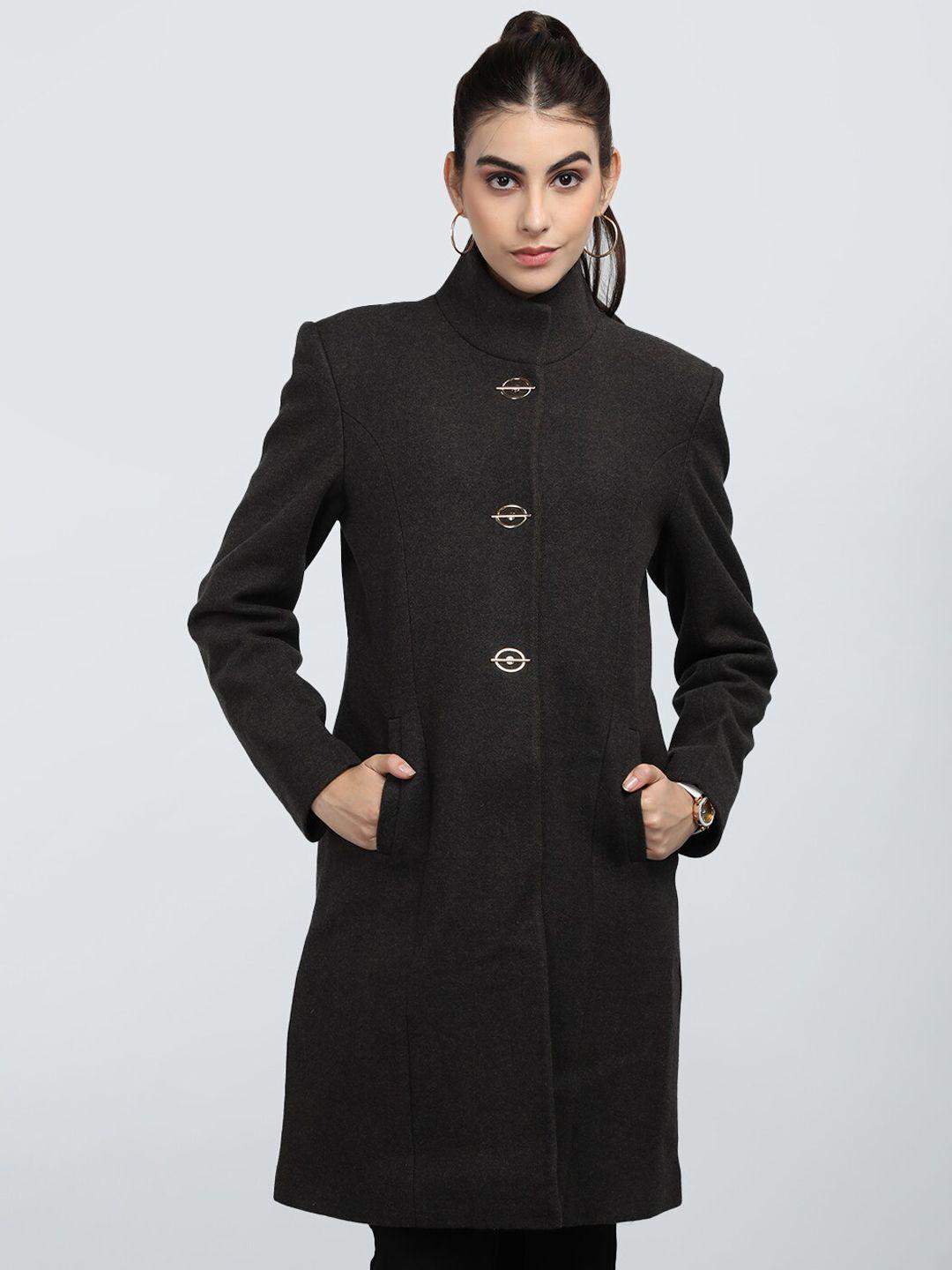 protex mandarin collar longline woolen pea coat