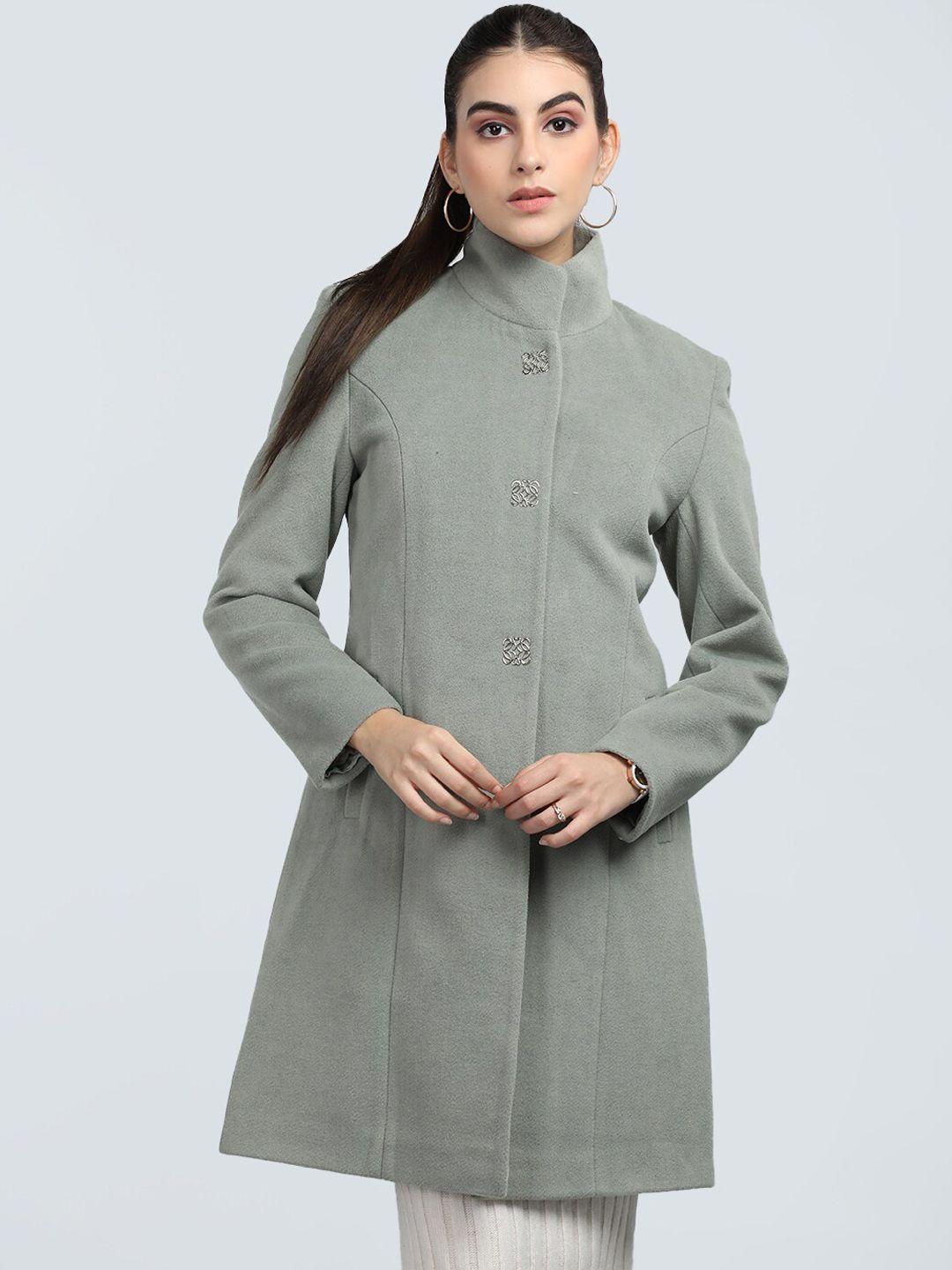 protex textured single breasted woollen long line overcoat