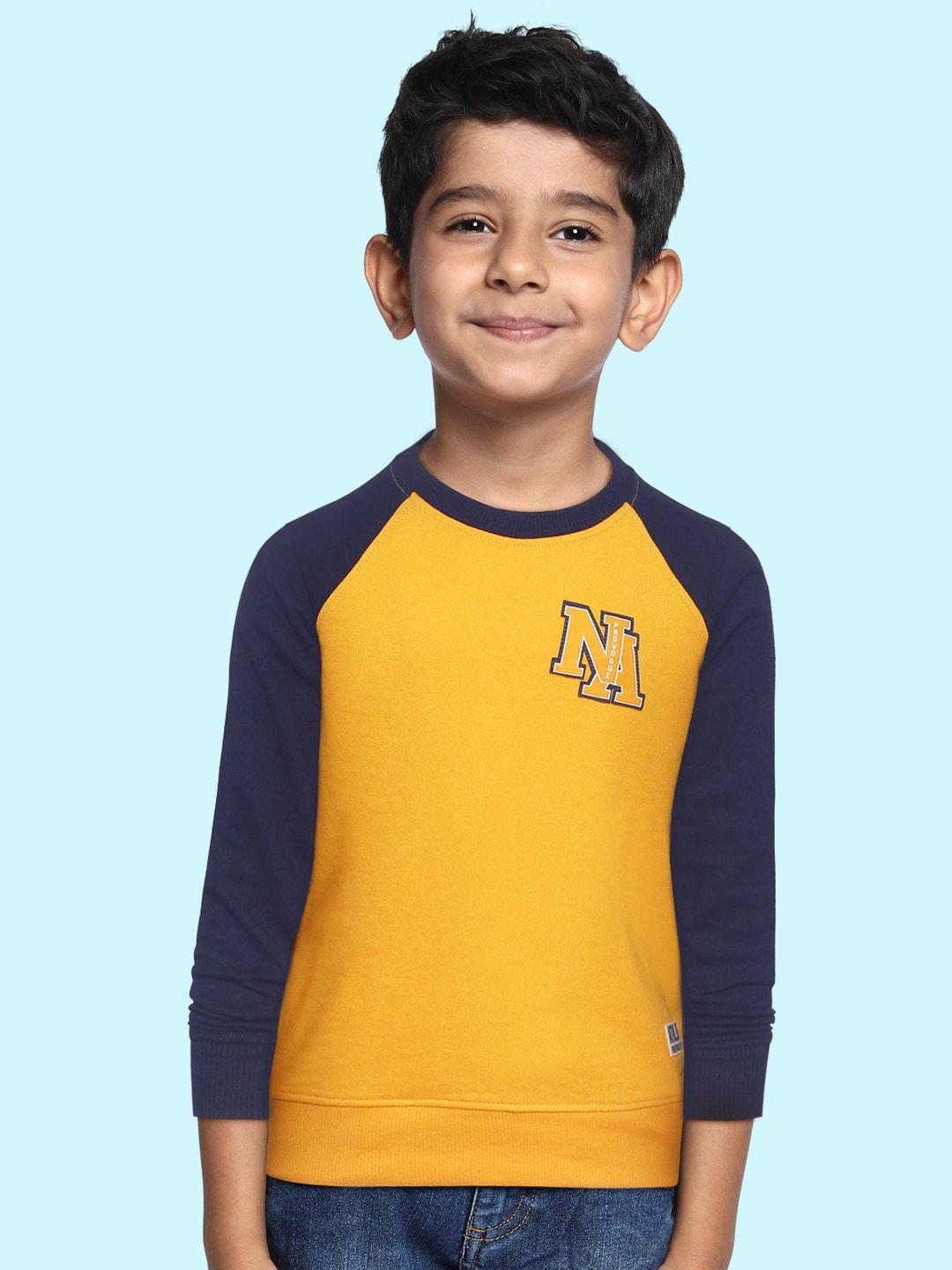 provogue-boys-yellow-&-navy-blue-solid-sweatshirt-with-applique-detail