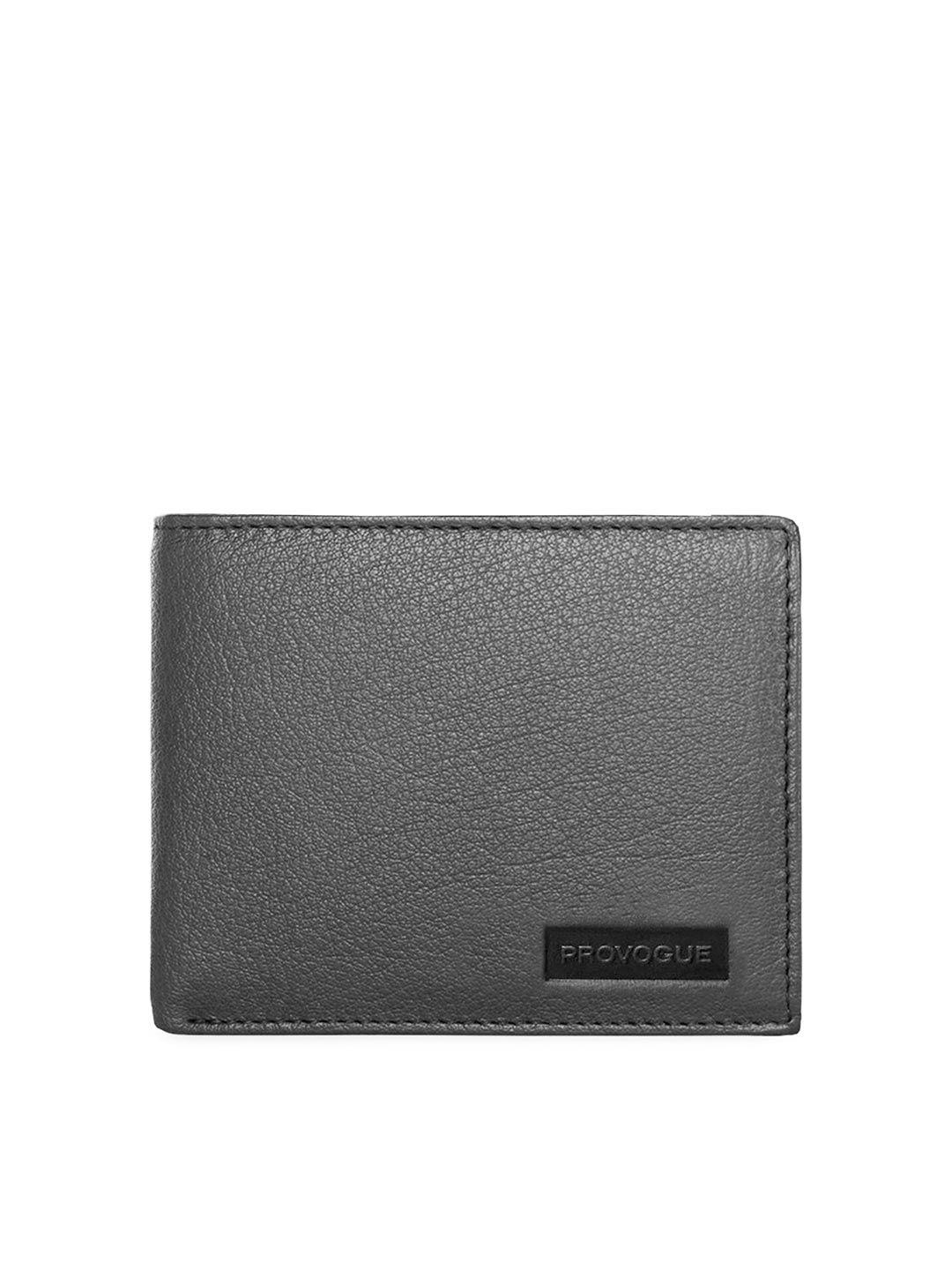 provogue men black leather two fold wallet