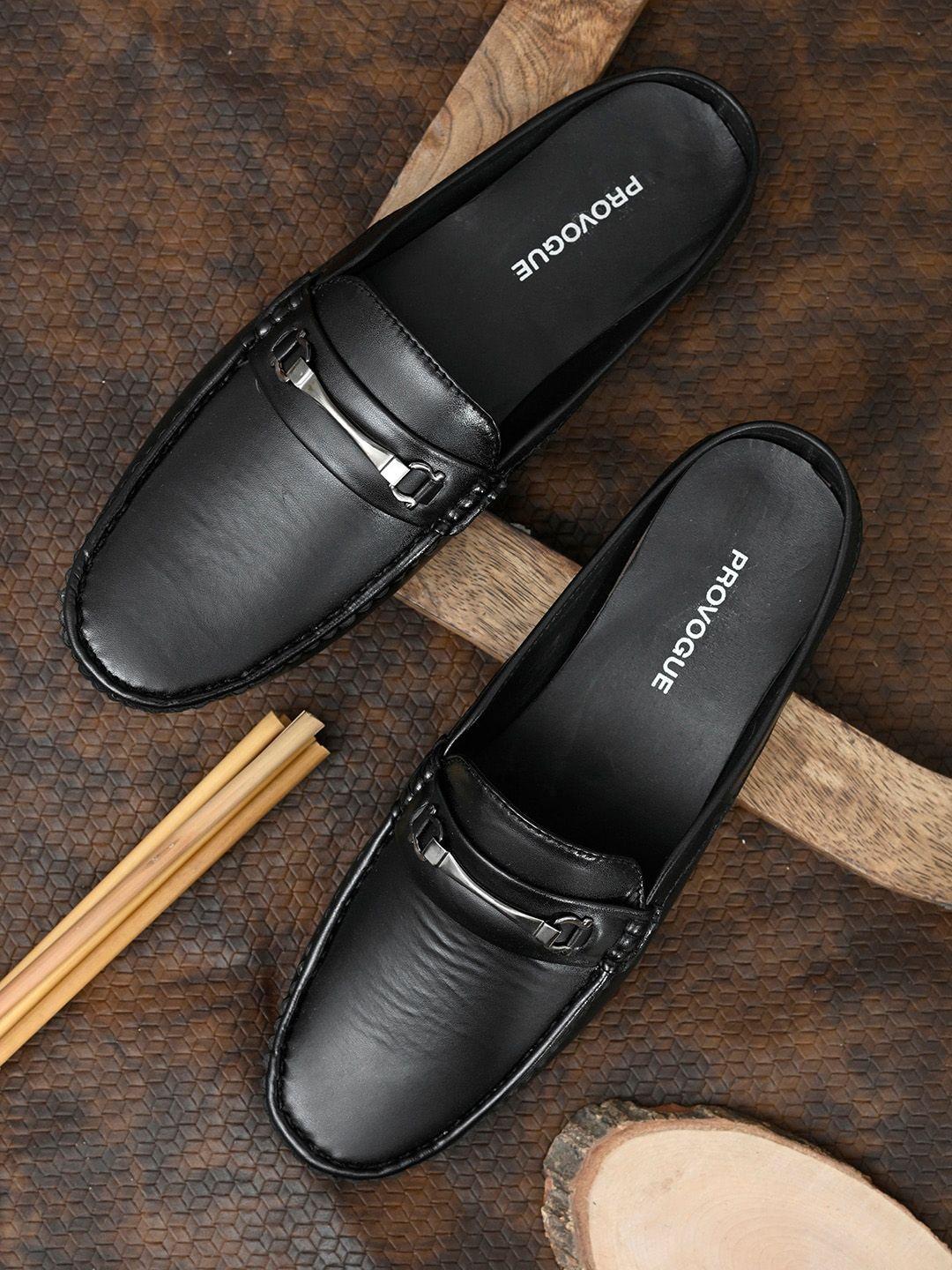 provogue-men-black-textured-casual-slip-on-mules