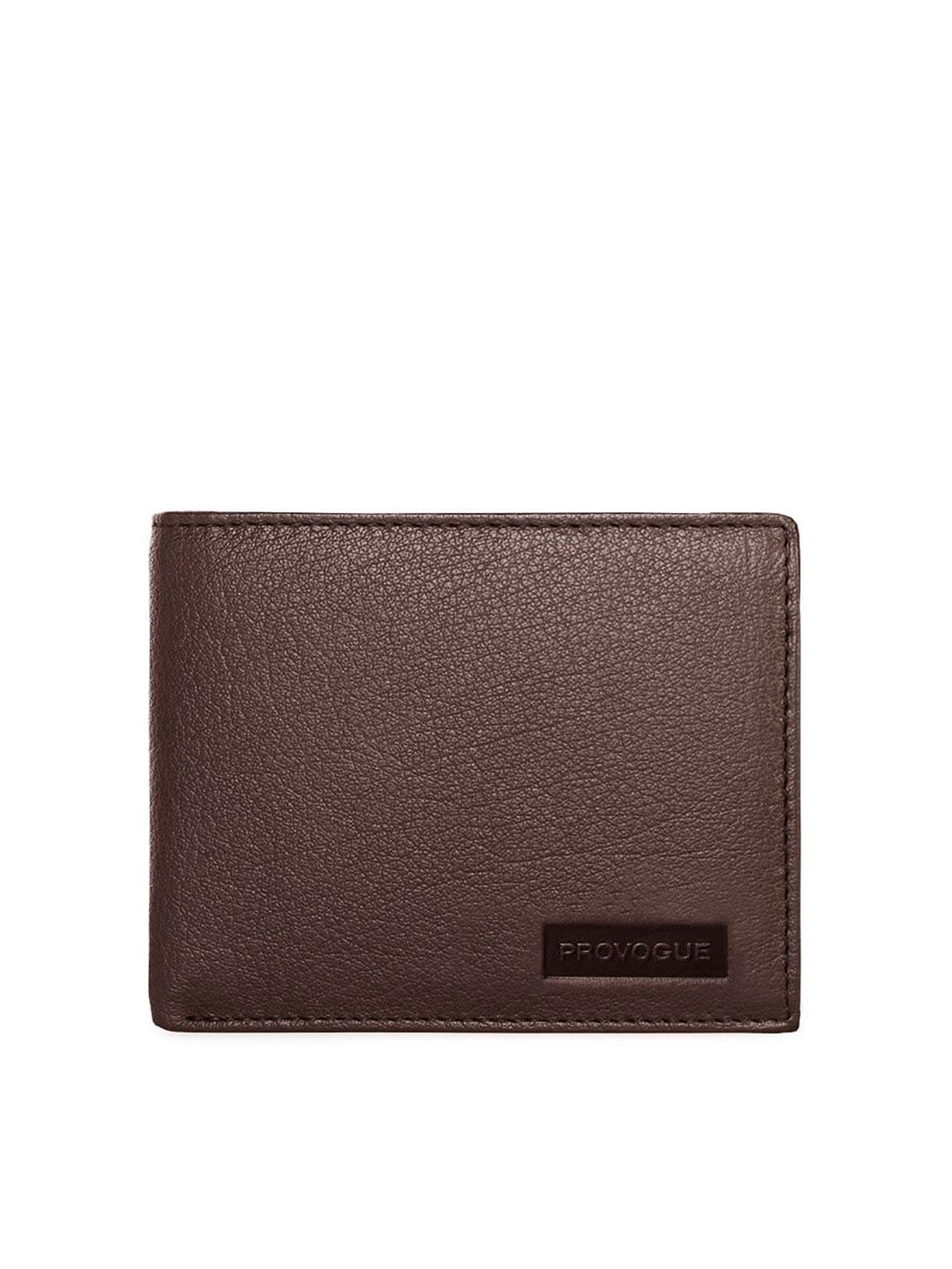 provogue men brown & black leather two fold wallet