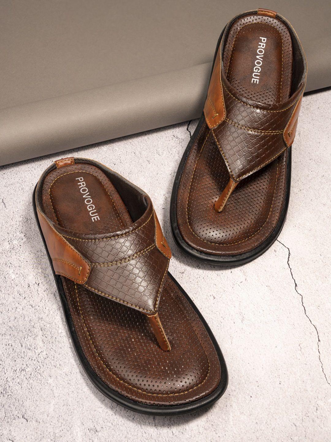 provogue-men-brown-&-tan-self-design-slip-on-flip-flops