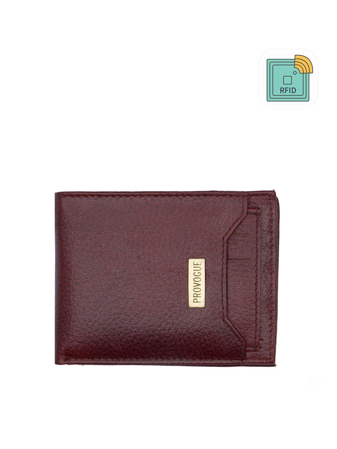 provogue men brown genuine leather rfid two fold wallet