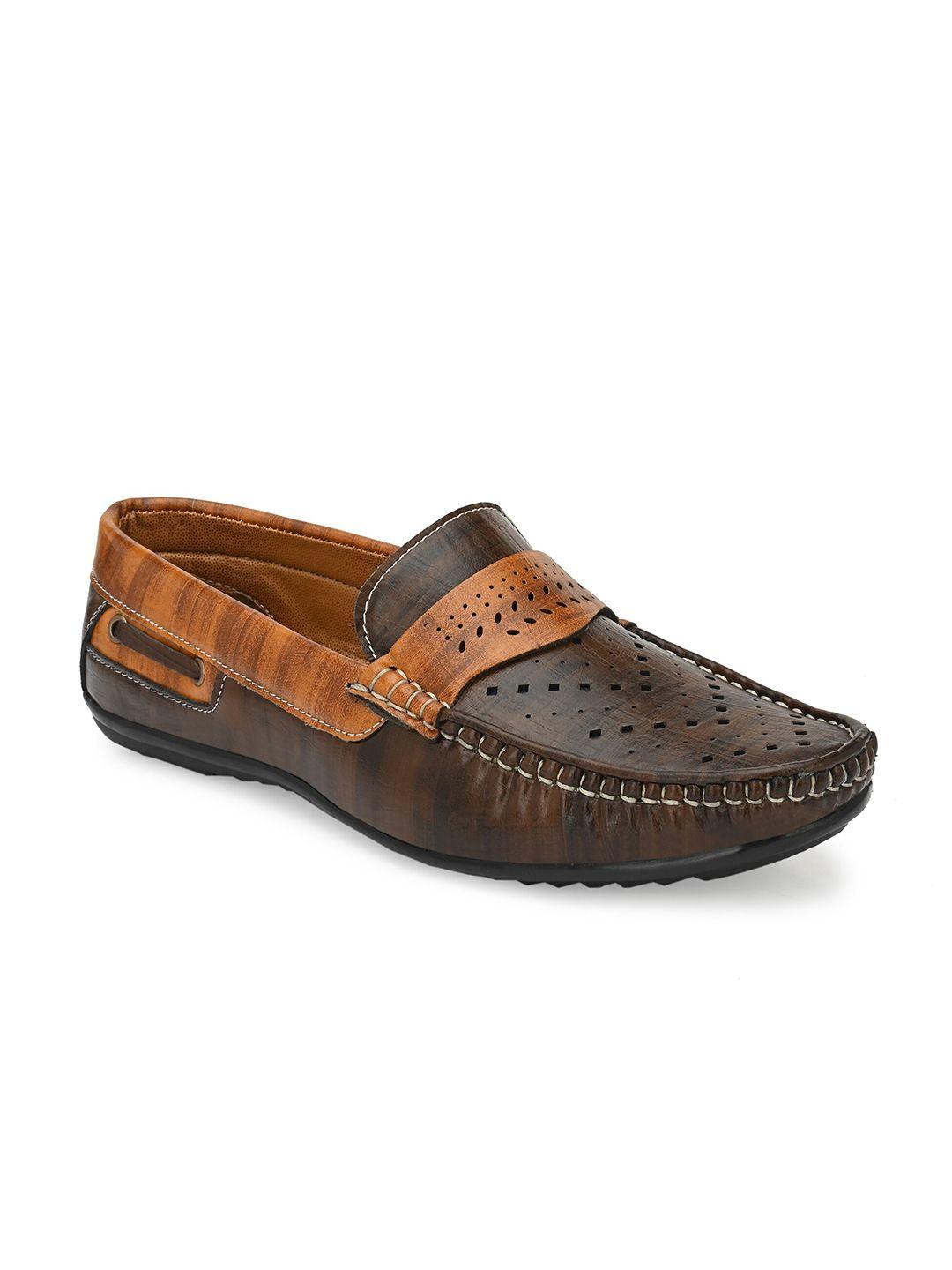 provogue men brown perforations loafers