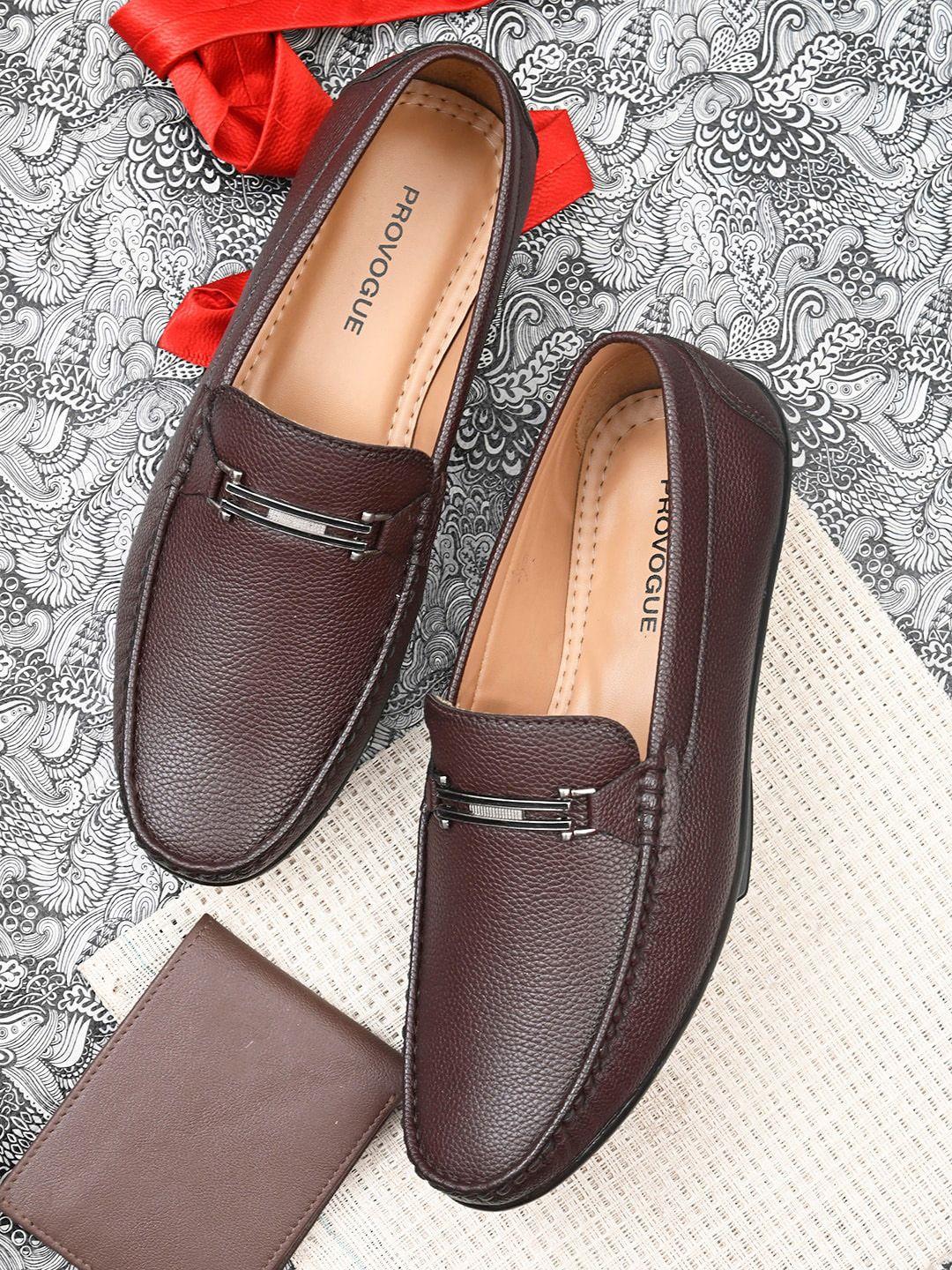 provogue-men-brown-textured-leather-slip-on-formal-loafers